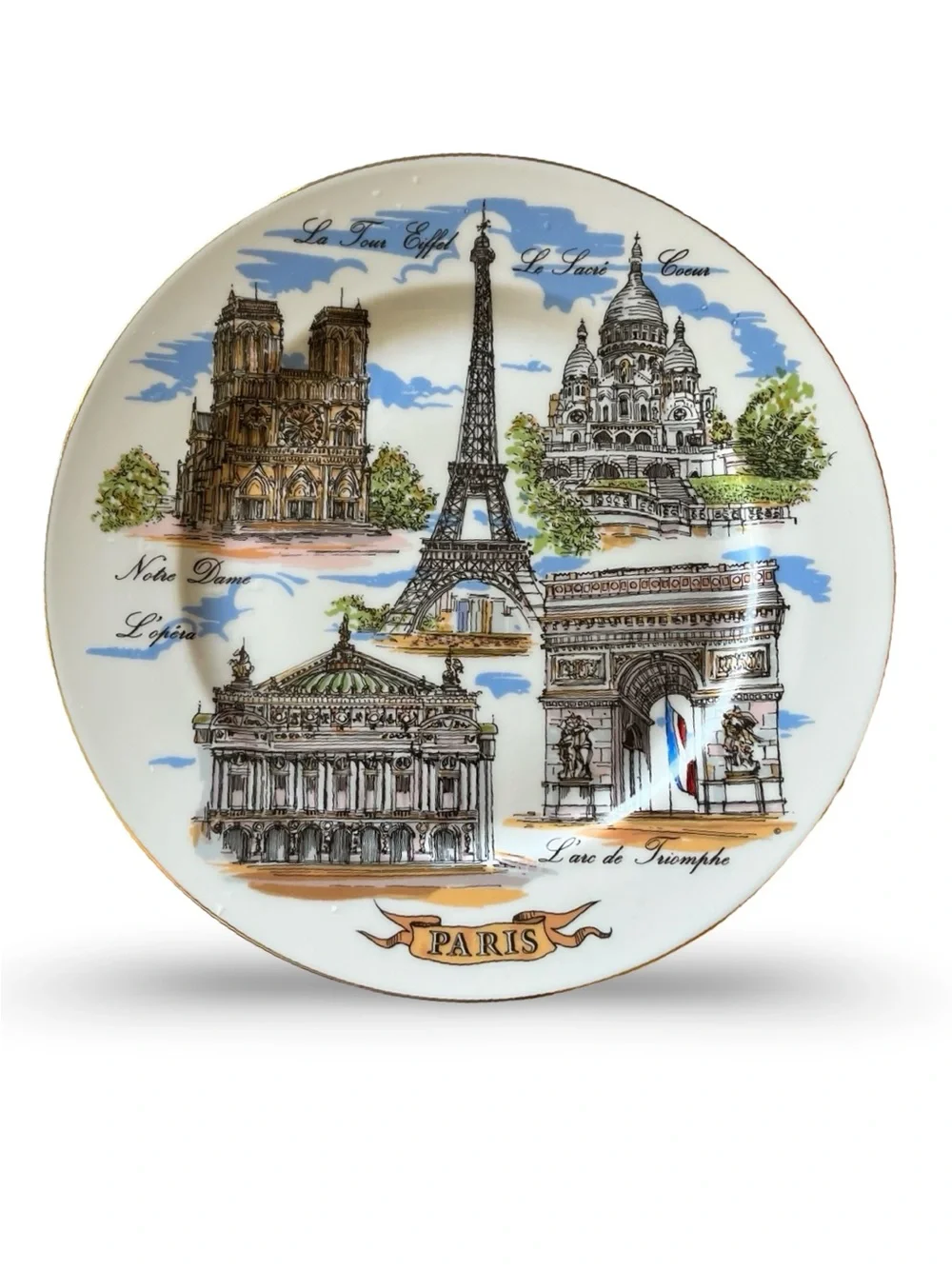 Vintage Limoges Porcelain Paris Souvenir Decorative Plate